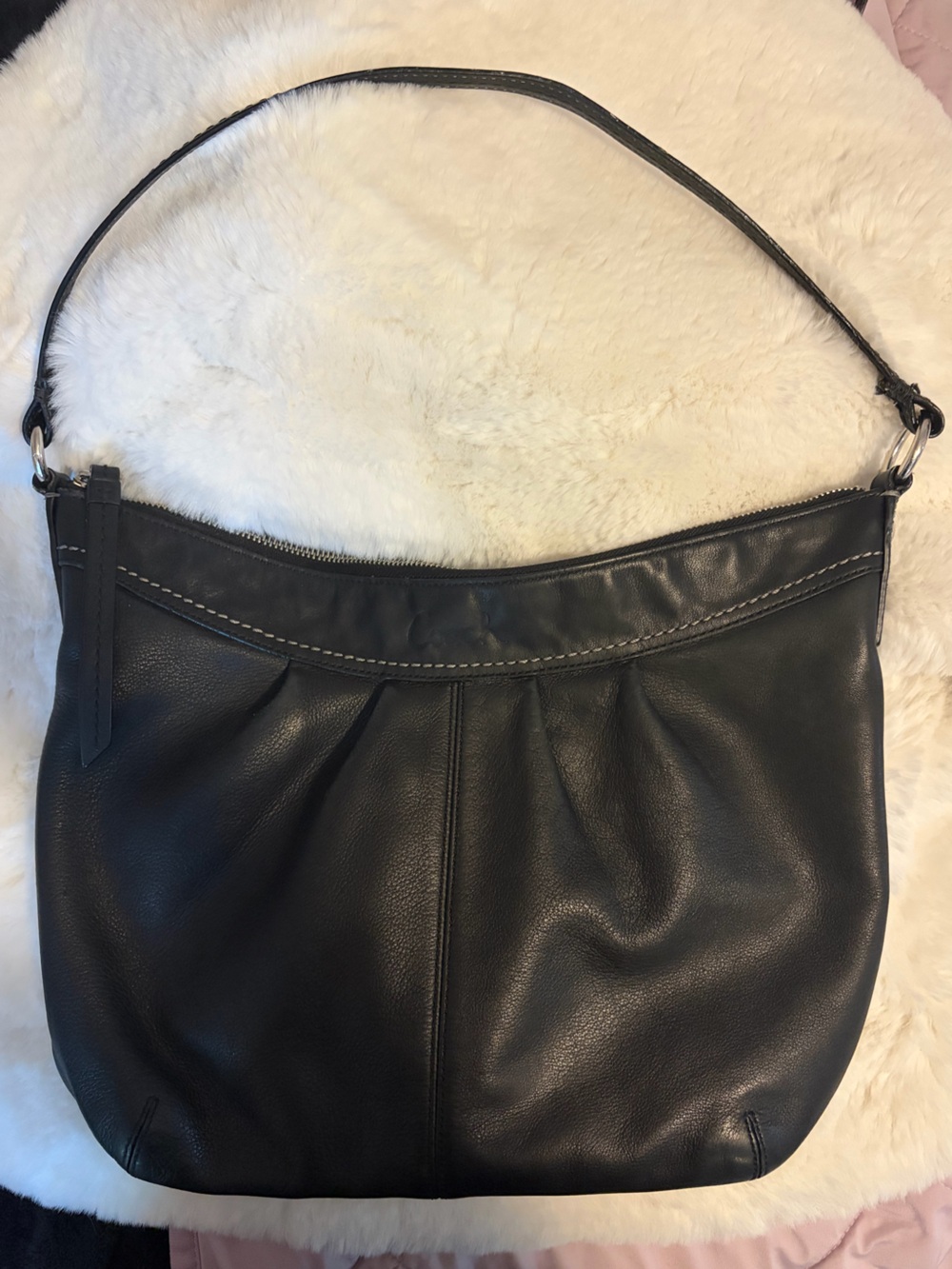 Vintage Coach Black Leather Hobo Shoulder Bag